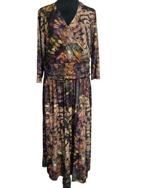 Soft Surroundings Size XL  Dress Long Seleve Fayx Wrap Fall Winter Holidays